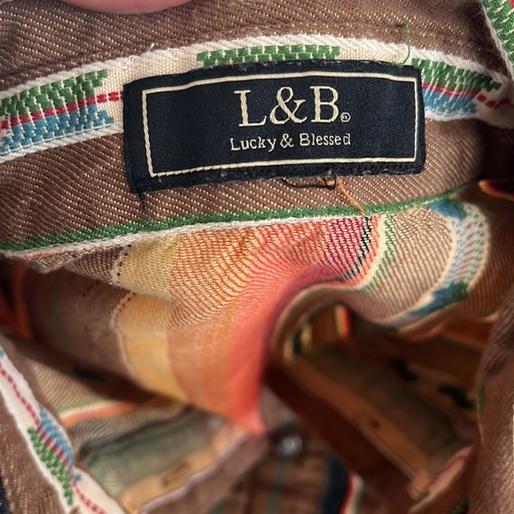 Lucky & Blessed aztec print button down - Picture 4 of 6